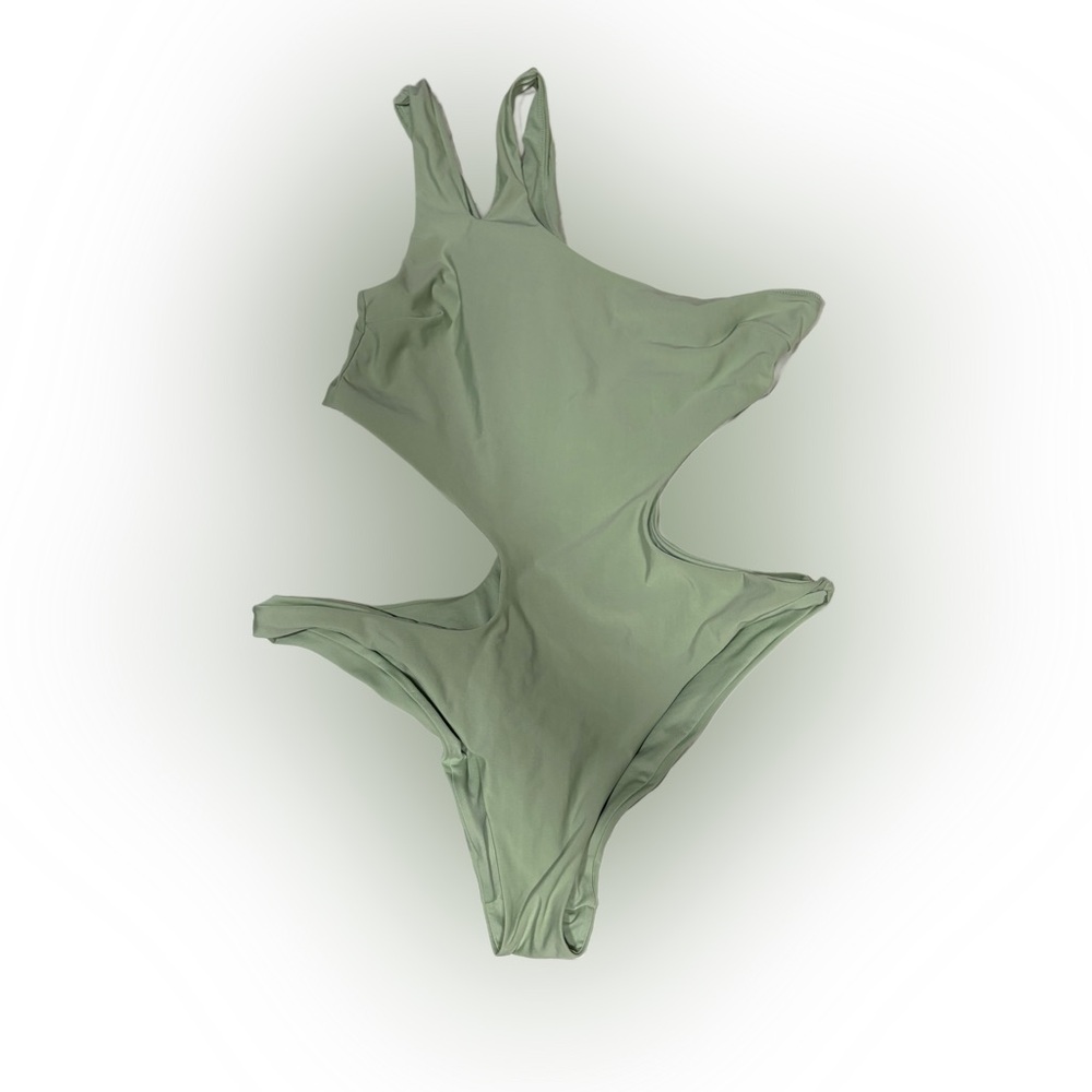 ASOS Light Sage Green One-Piece Swimsuit with Side Cutouts